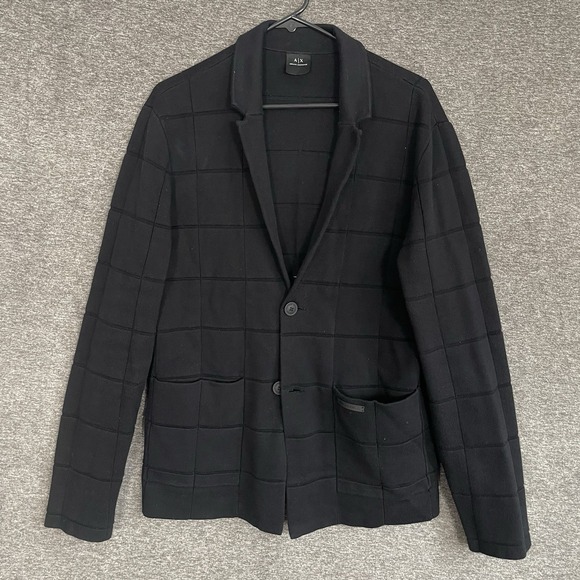 Armani Exchange Textured 3D Knit Blazer Cardigan Large‎ Black - Picture 1 of 13